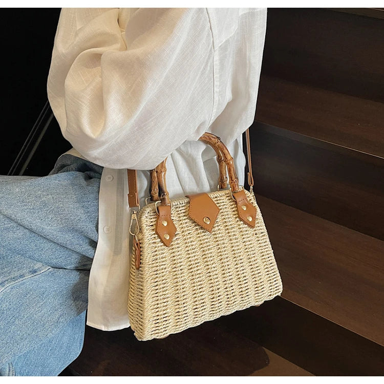 Mala Tote De Mão De Palha