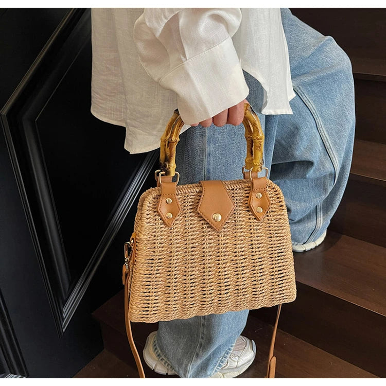 Mala Tote De Mão De Palha