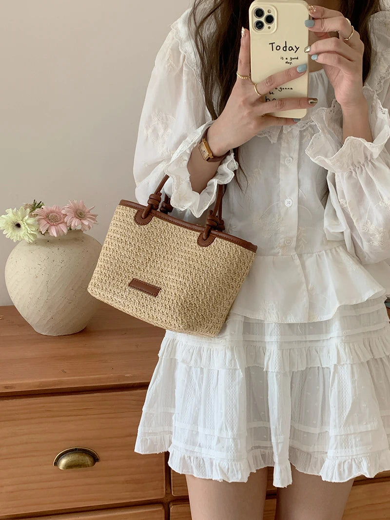 Mala Tote De Mão De Palha