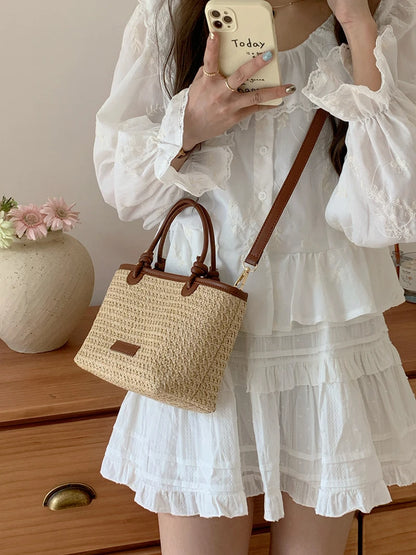 Mala Tote De Mão De Palha