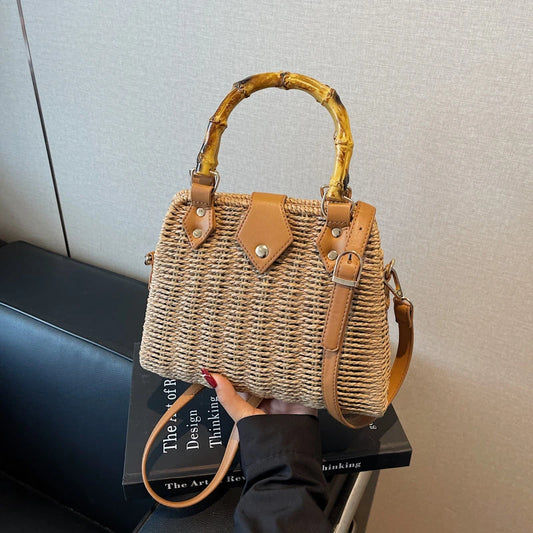 Mala Tote De Mão De Palha